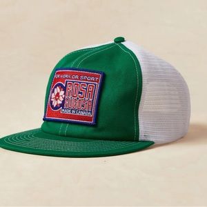 Rosa Rugosa Gardiner Trucker hat in Green. Brand new, unworn.
